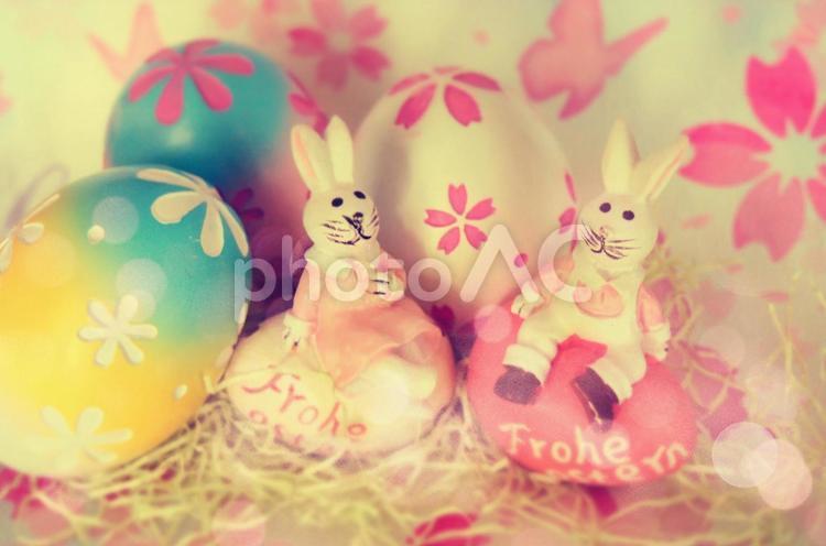 復活節彩蛋和兔子縮影, 复活节, 复活节彩蛋, 春天, JPG